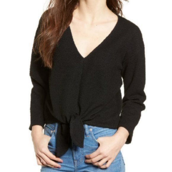 Madewell Tops - MADEWELL Texture & Thread Crepe Wrap Top Black